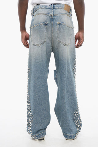 Distressed Jeans Embellished with Jewels 27cm