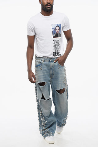 Distressed Jeans Embellished with Jewels 27cm