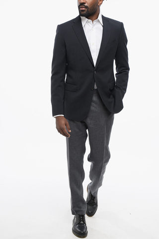 EMPORIO Virgin Wool Slim Fit Blazer with Flap Pockets