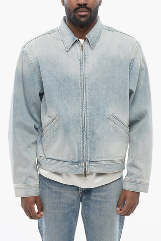 Giubbotto in Denim Delavè con Zip Frontale