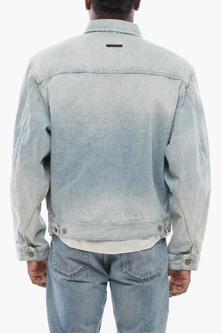 Giubbotto in Denim Delavè con Zip Frontale