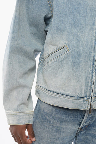 Giubbotto in Denim Delavè con Zip Frontale