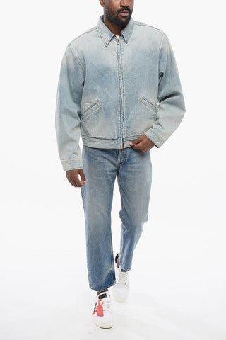 Giubbotto in Denim Delavè con Zip Frontale
