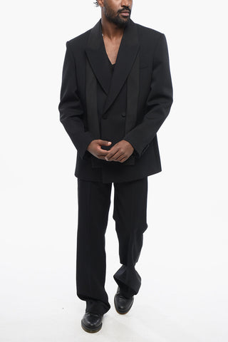 Double-breasted Virgin Wool Blazer with Tie Detail