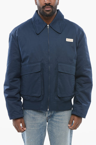 Cotton Quilted Bomber Jacket with Utility Pockets