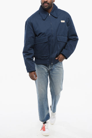 Cotton Quilted Bomber Jacket with Utility Pockets