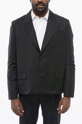 Mohair Blend Blazer with Drawstringed Bottom