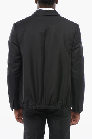 Mohair Blend Blazer with Drawstringed Bottom