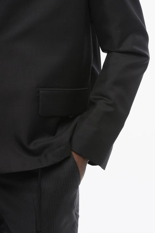 Mohair Blend Blazer with Drawstringed Bottom