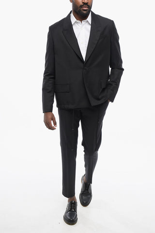 Mohair Blend Blazer with Drawstringed Bottom