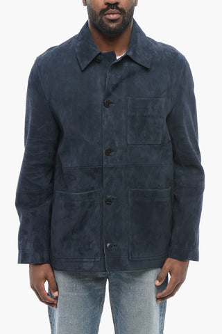 Overshirt in Suede con Tasche a Toppa