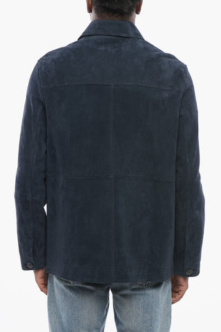 Overshirt in Suede con Tasche a Toppa