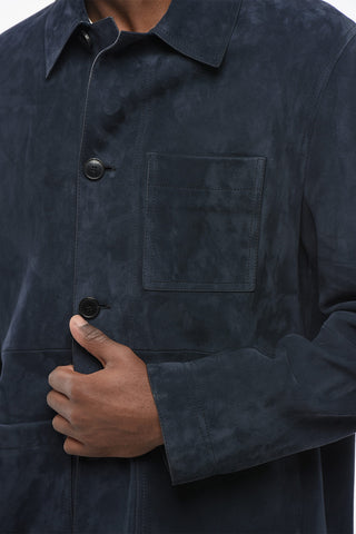 Overshirt in Suede con Tasche a Toppa