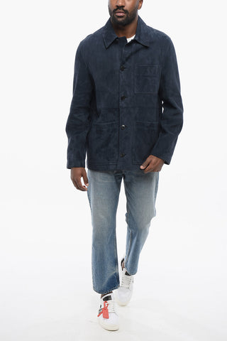 Overshirt in Suede con Tasche a Toppa
