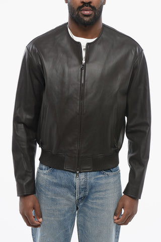 Lambskin Zip-up Bomber Jacket