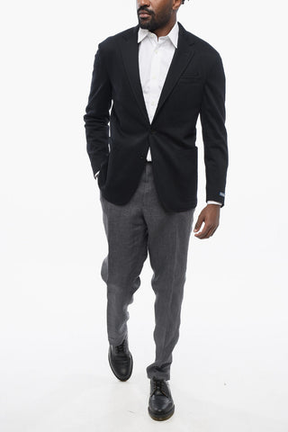 Blazer in Misto Cotone Piquet con Tasche a Toppa