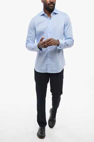 Poplin Cotton Shirt with Knot Shaped Cufflinks