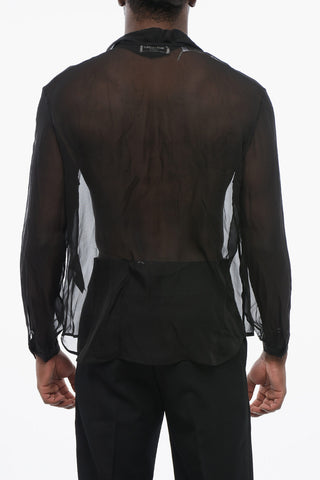 Camicia Tuxedo in Seta con Dettaglio Tie Neck