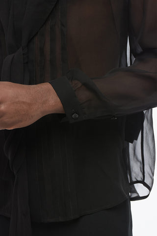 Camicia Tuxedo in Seta con Dettaglio Tie Neck