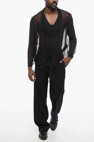 Camicia Tuxedo in Seta con Dettaglio Tie Neck