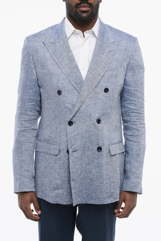 TAORMINA Double-breasted Unlined Pure Linen Blazer