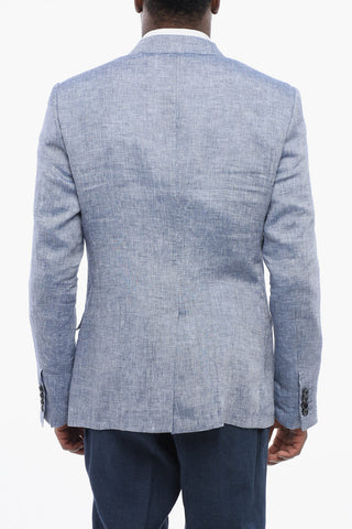 TAORMINA Double-breasted Unlined Pure Linen Blazer