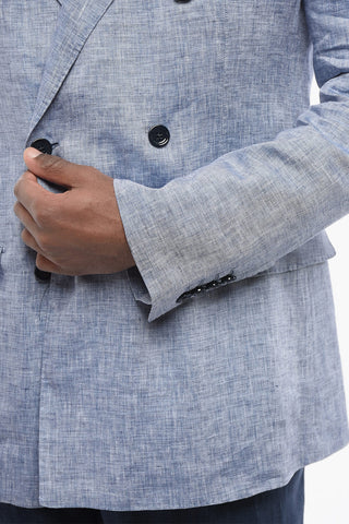 TAORMINA Double-breasted Unlined Pure Linen Blazer