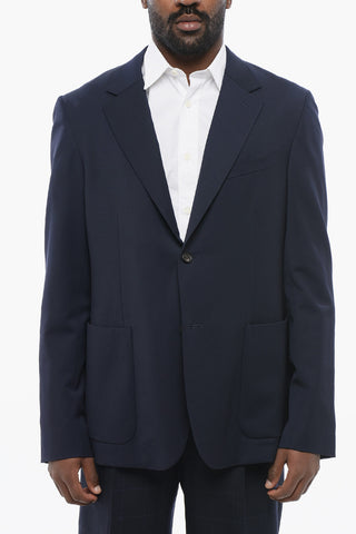 Light Wool Blazer with Patch Pockets
