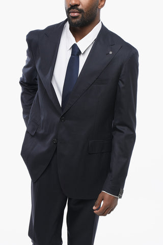 Abito Slim Fit in Misto Seta con Rever a Lancia