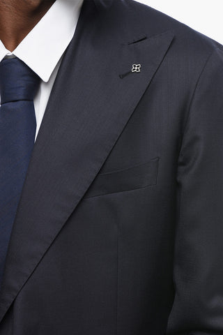 Abito Slim Fit in Misto Seta con Rever a Lancia
