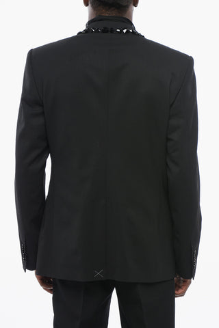 SICILIA Stretch Virgin Wool Blazer with Rhinestones