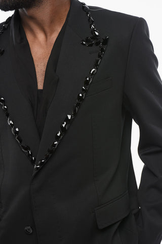 SICILIA Stretch Virgin Wool Blazer with Rhinestones