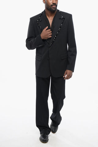 SICILIA Stretch Virgin Wool Blazer with Rhinestones