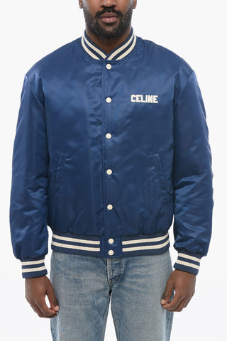Bomber Imbottito in Nylon con Logo in Applicazione