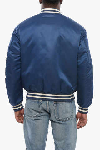 Bomber Imbottito in Nylon con Logo in Applicazione