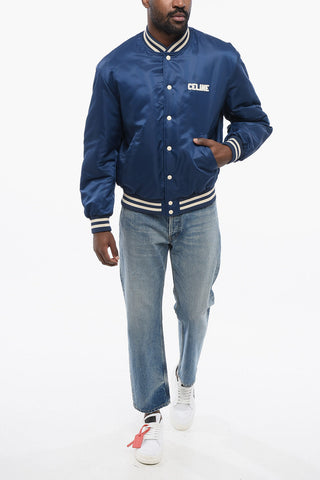 Bomber Imbottito in Nylon con Logo in Applicazione