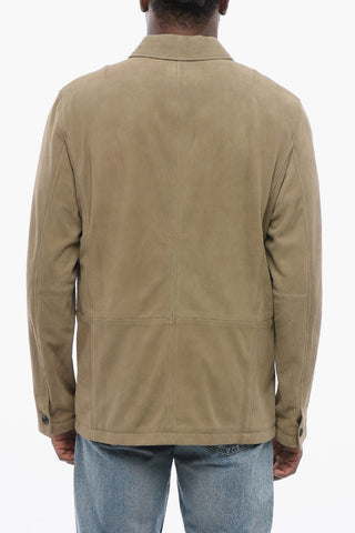 Suede Saharan Overshirt with Patch Pockets