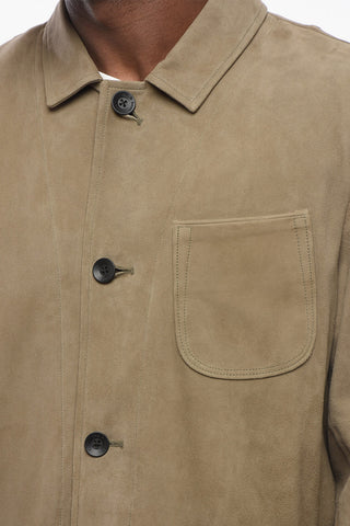 Suede Saharan Overshirt with Patch Pockets