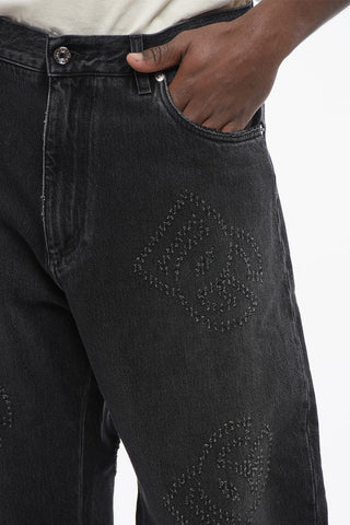 OVER 5-Pocket Jeans with Perforated Logo 26cm