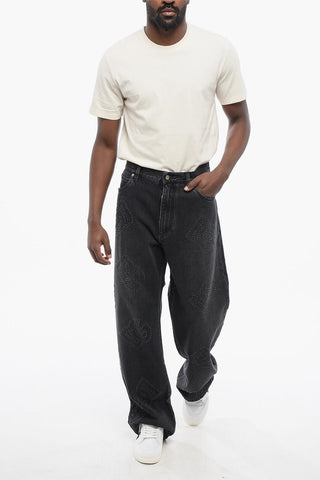 OVER 5-Pocket Jeans with Perforated Logo 26cm