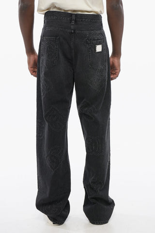 OVER 5-Pocket Jeans with Perforated Logo 26cm