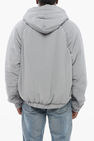 Padded Silk Hoodie with Front Zip