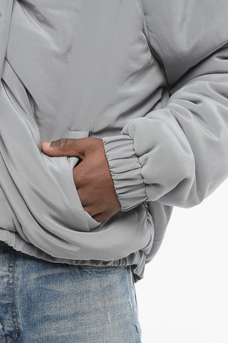 Padded Silk Hoodie with Front Zip