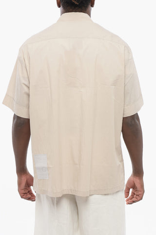 Short Sleeved Cotton and Nylon Shirt with Double Breast Pocket