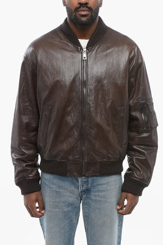 Bomber in Pelle d'Agnello con Zip Frontale