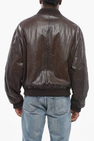 Bomber in Pelle d'Agnello con Zip Frontale