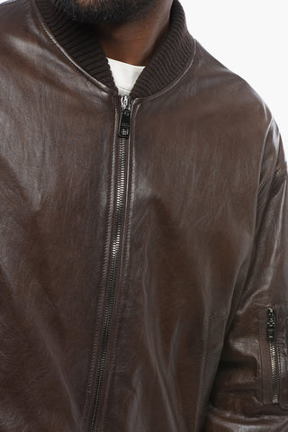 Bomber in Pelle d'Agnello con Zip Frontale