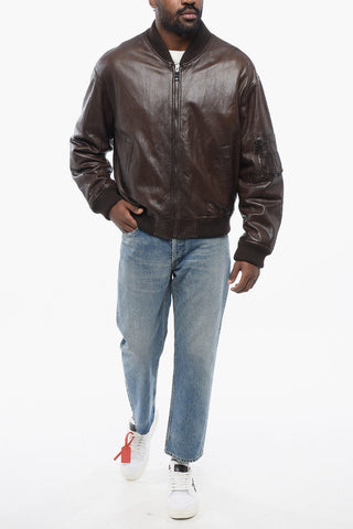 Bomber in Pelle d'Agnello con Zip Frontale
