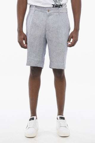 Shorts Chino in Puro Lino Herringbone