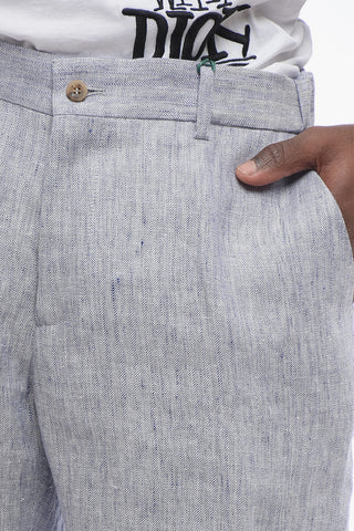 Shorts Chino in Puro Lino Herringbone